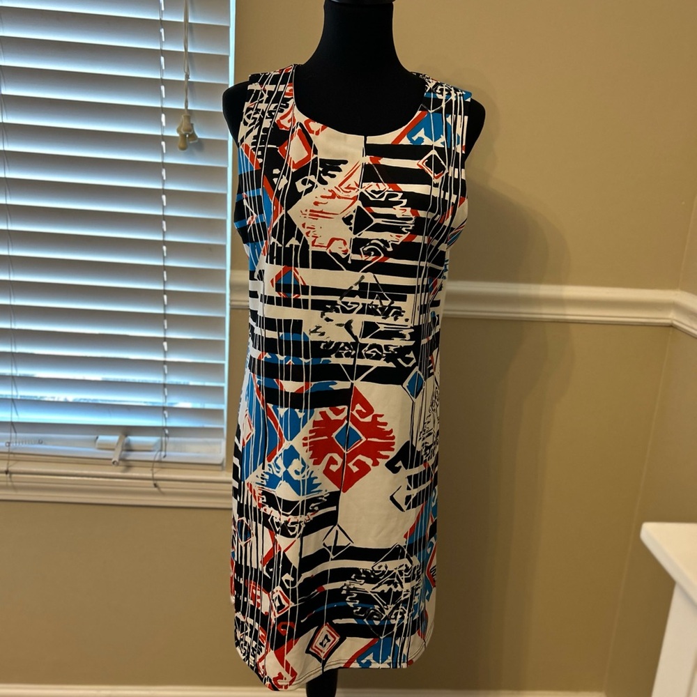 Abstract Print Sleeveless Mini Dress
